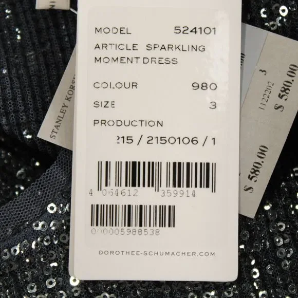 Dorothee Schumacher NWT Sparkling Moment Dress Size 3 (M) in Solid Gray Sequins